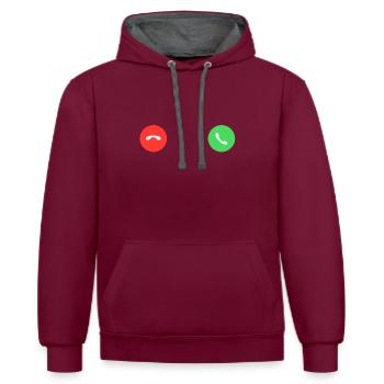 Incoming call women T-shirt / Boobs shirt Women - Contrast hoodie - burgundy/charcoal - Front - Anna (173cm) & Nico (186cm)