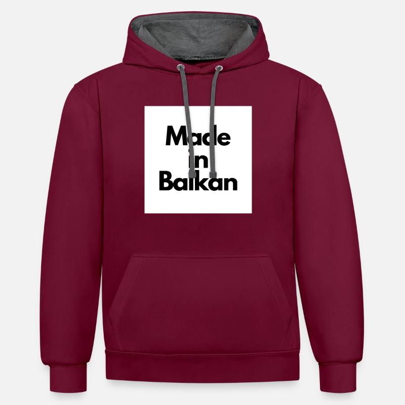 « Made in Balkan » - Sweat à capuche contrasté - bordeaux/anthracite
