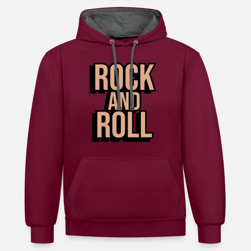 Rock and Roll Design - Sweat à capuche contrasté - bordeaux/anthracite