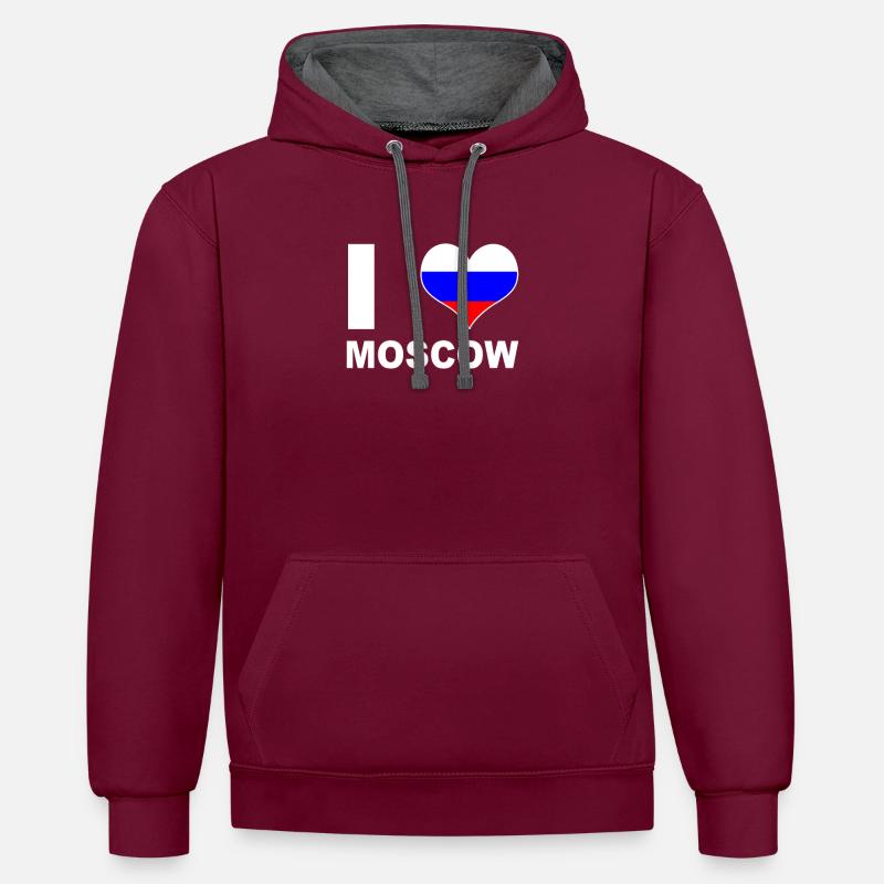 Moscou - Sweat à capuche contrasté - bordeaux/anthracite