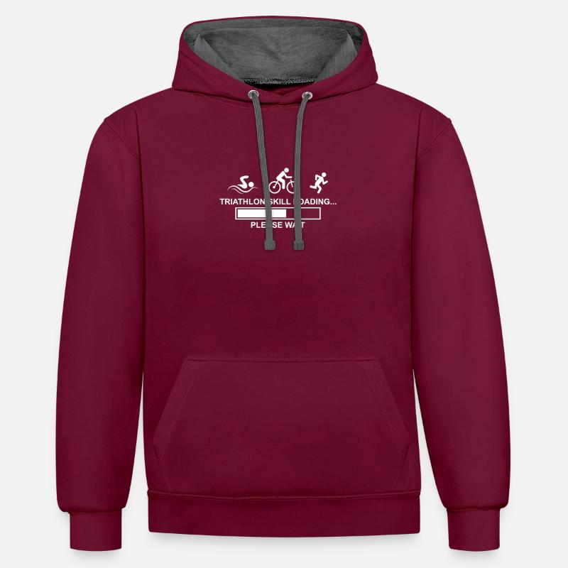 Triathlon Skill Loading - Kontrast-Hoodie - Weinrot/Anthrazit