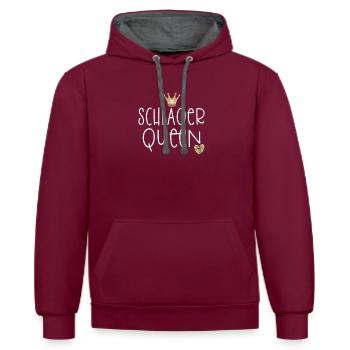 Schlager Queen Music Cadeau de musique Schlager - Sweat à capuche contrasté - bordeaux/anthracite - Devant - Anna (173cm) & Nico (186cm)