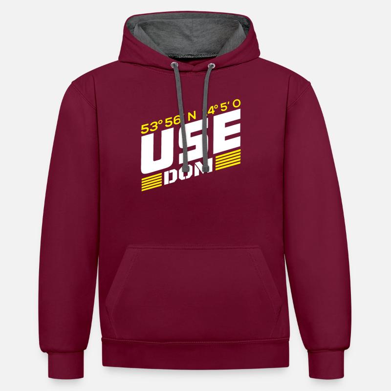 Usedom - coordonnées (italique) - Sweat à capuche contrasté - bordeaux/anthracite