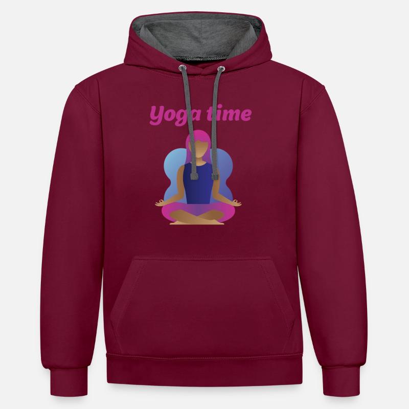 Yoga time - Sweat à capuche contrasté - bordeaux/anthracite