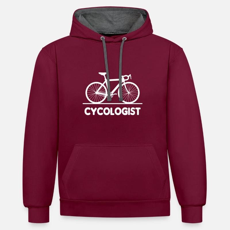 Cycologue - Sweat à capuche contrasté - bordeaux/anthracite
