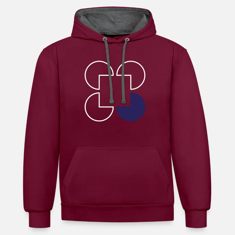 Square circle pattern - Contrast hoodie - burgundy/charcoal