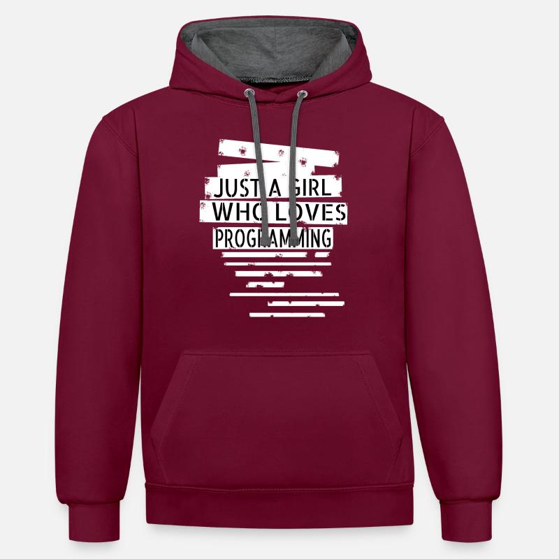 internet coding engineer - Contrast hoodie - burgundy/charcoal