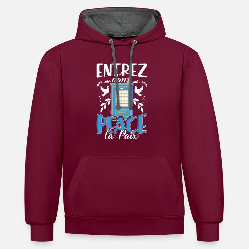 entrez dans la paix - Sweat à capuche contrasté - bordeaux/anthracite