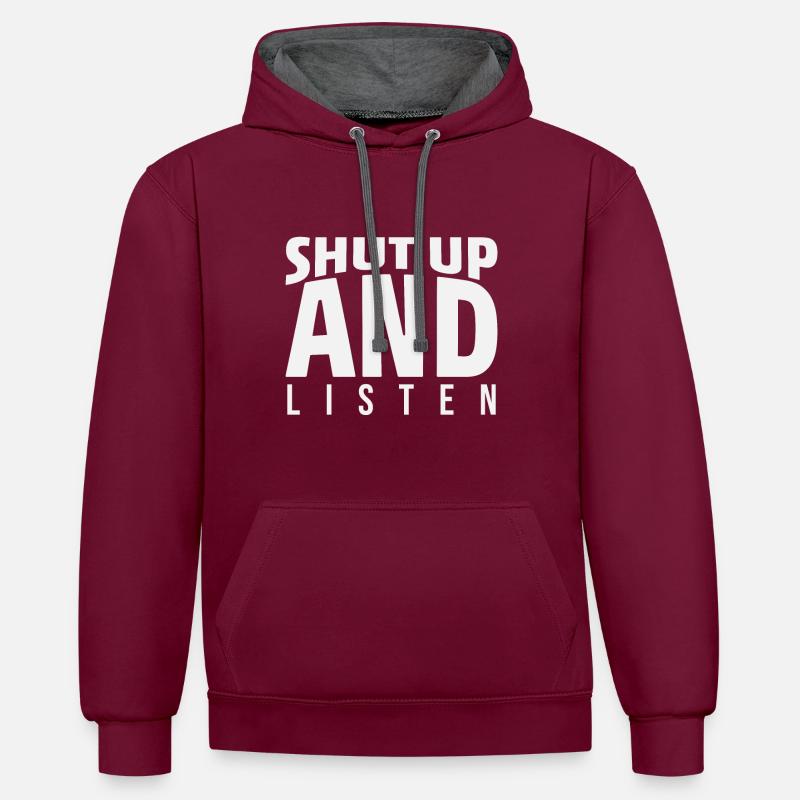 Tais-toi et écoute - Sweat à capuche contrasté - bordeaux/anthracite