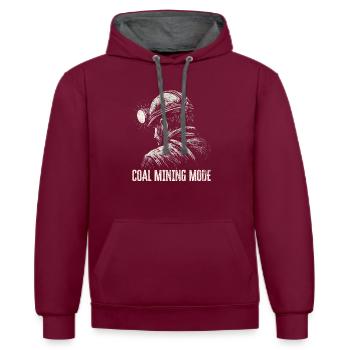 Kohlebergbau Mode - Minenarbeiter Geschenk - Kontrast-Hoodie - Weinrot/Anthrazit - Vorne - Anna (173cm) & Nico (186cm)