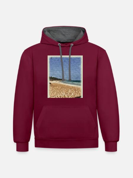 Meeresrauschen - Kontrast-Hoodie - Weinrot/Anthrazit