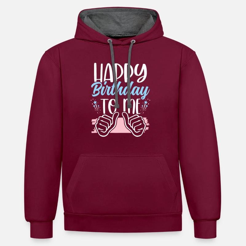 anniversaire pour moi - Sweat à capuche contrasté - bordeaux/anthracite