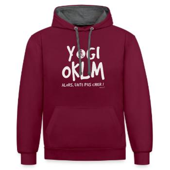 Yogi OKLM Yoga - Sweat à capuche contrasté - bordeaux/anthracite - Devant - Anna (173cm) & Nico (186cm)