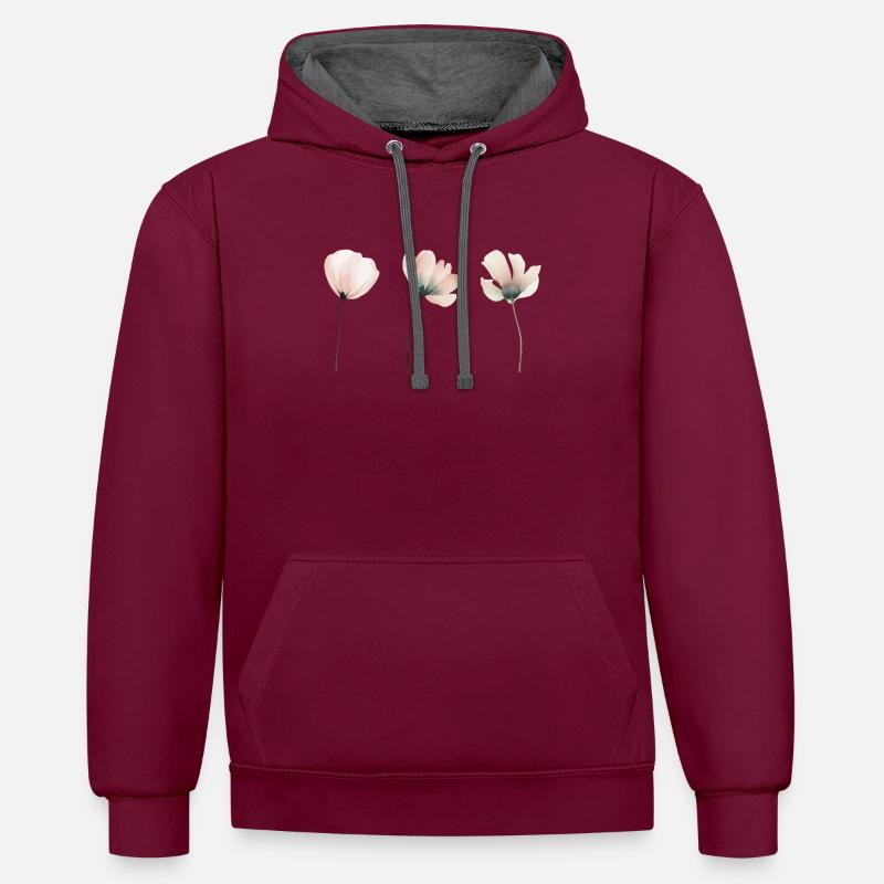 Elegante Blumen Fleurs élégantes - Sweat à capuche contrasté - bordeaux/anthracite