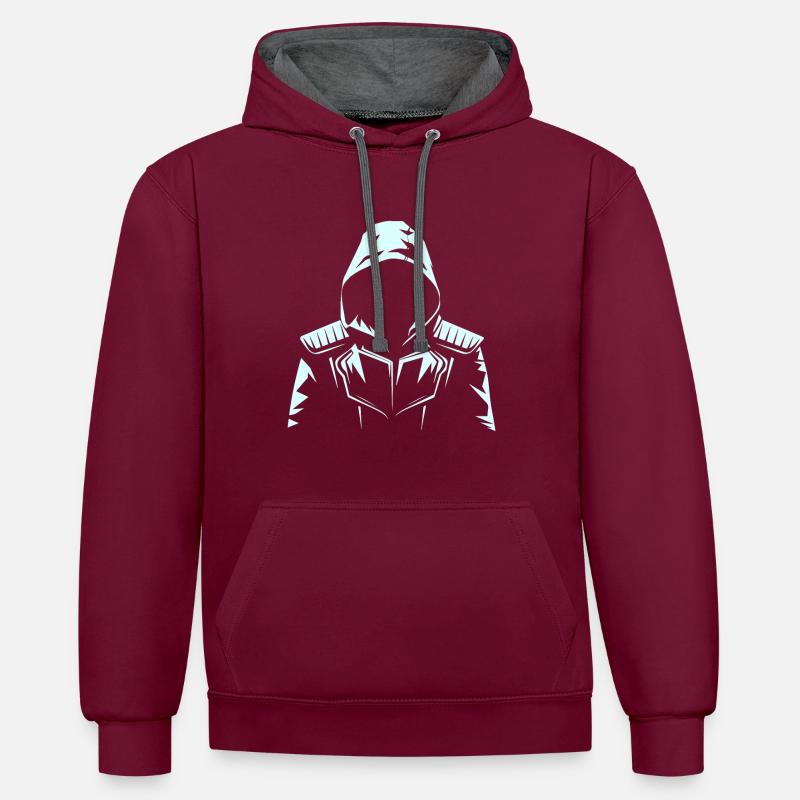 VISUALISIERUNG - Kontrast-Hoodie - Weinrot/Anthrazit