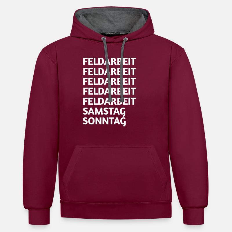Travail sur le terrain - Sweat à capuche contrasté - bordeaux/anthracite
