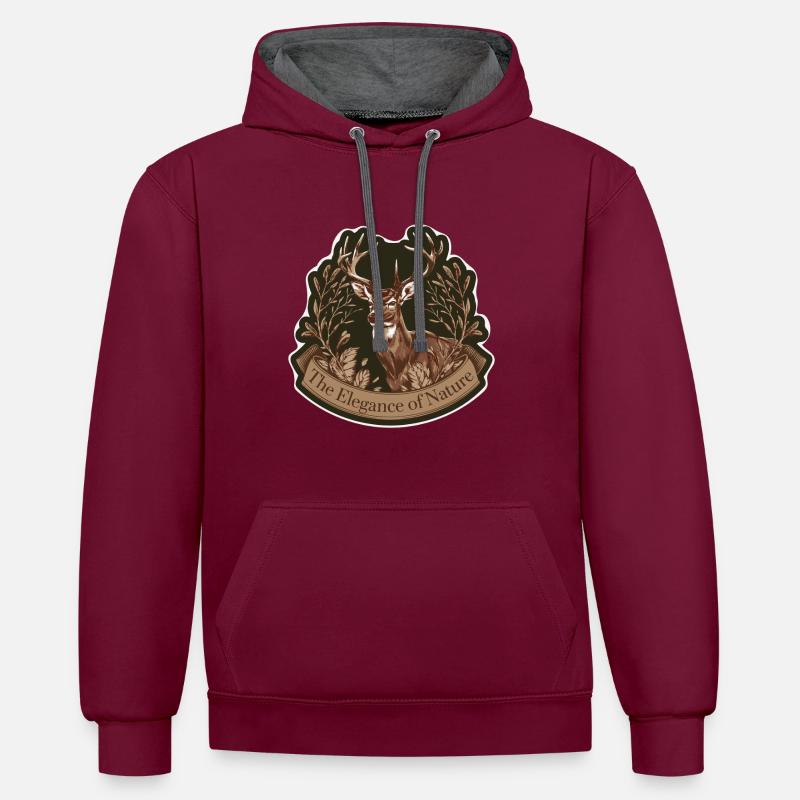 L’ÉLÉGANCE DE LA NATURE - Sweat à capuche contrasté - bordeaux/anthracite