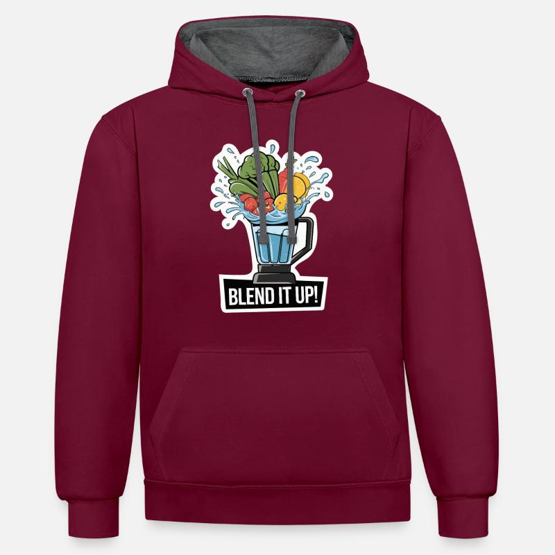 MÉLANGEZ-LE - Sweat à capuche contrasté - bordeaux/anthracite