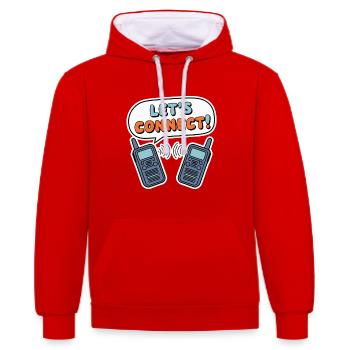 WALKIE TALKIES - Contrast hoodie - red/white - Front - Liana (172cm) & Jaron (178cm)