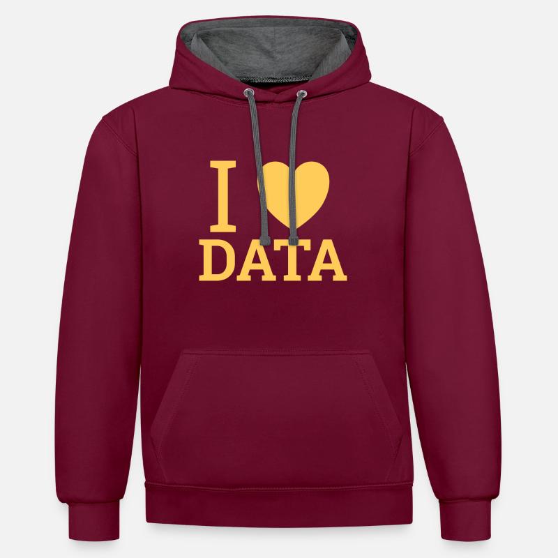 « Love Data » | Data Scientist - Sweat à capuche contrasté - bordeaux/anthracite