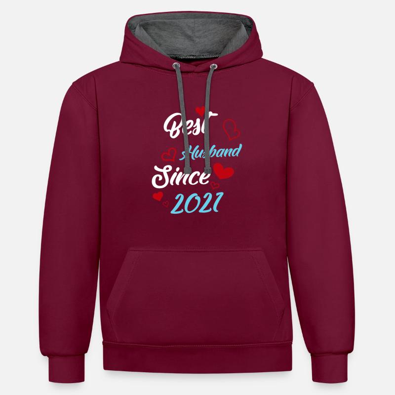 Bester Ehemann seit 2021 Hochzeit - Kontrast-Hoodie - Weinrot/Anthrazit