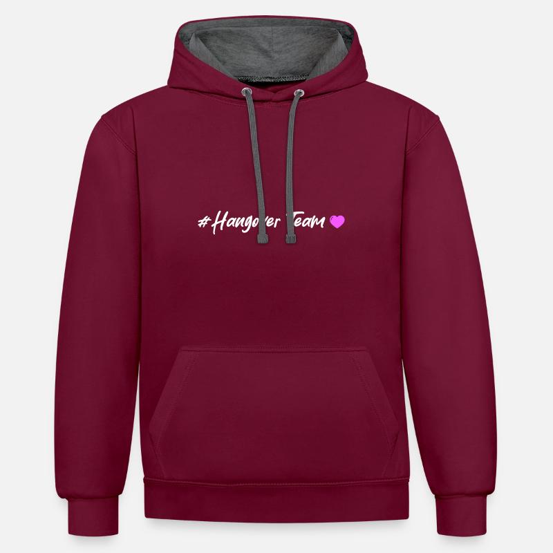 Gueule de bois Cœur d’équipe - Sweat à capuche contrasté - bordeaux/anthracite