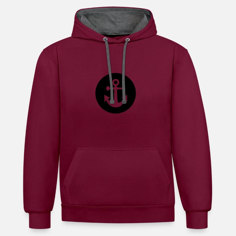 anchor - Contrast hoodie - burgundy/charcoal