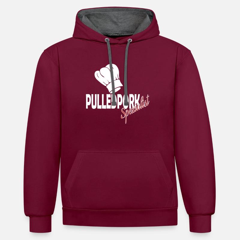 Pulled Pork - Contrast hoodie - burgundy/charcoal