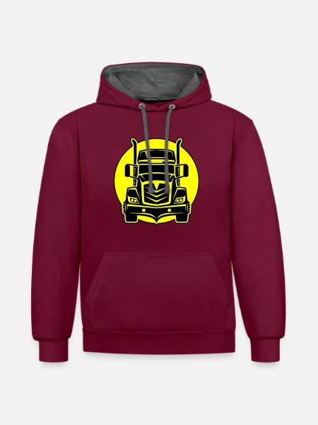 Trucker Truck Förare - Kontrastluvtröja - vinröd/antracit