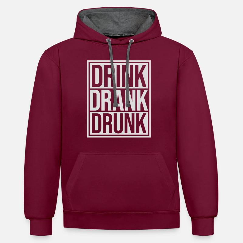 boire bu ivre citation - Sweat à capuche contrasté - bordeaux/anthracite