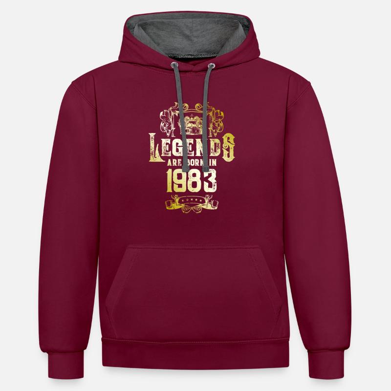 1983 Anniversaire des légendes - Sweat à capuche contrasté - bordeaux/anthracite
