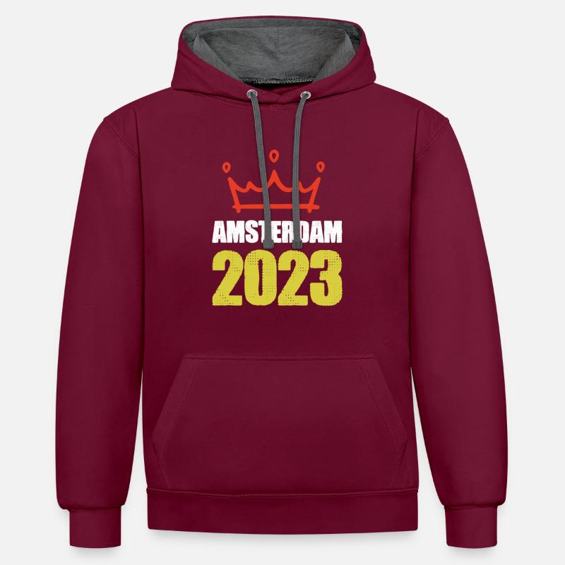 Amsterdam 2023 - Sweat à capuche contrasté - bordeaux/anthracite