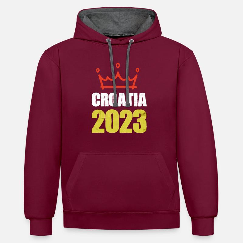 Croatie 2023 - Sweat à capuche contrasté - bordeaux/anthracite