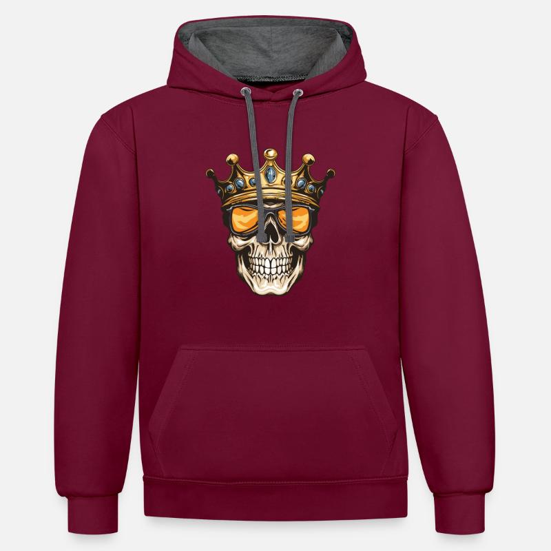 Couronne de Roi Crâne - Sweat à capuche contrasté - bordeaux/anthracite