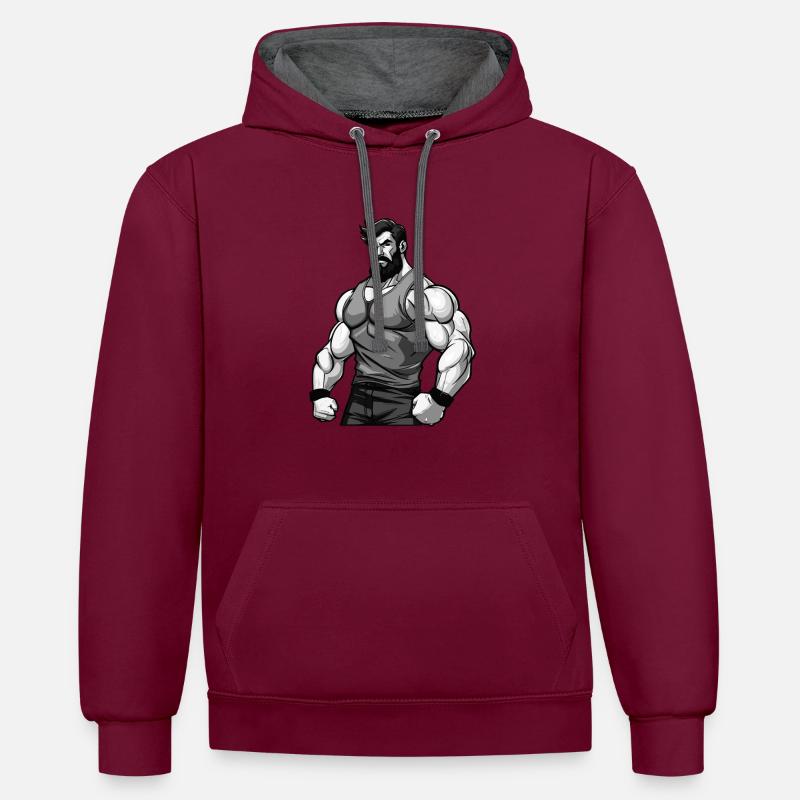 Workout Bodybuilder Muscles - Contrast hoodie - burgundy/charcoal