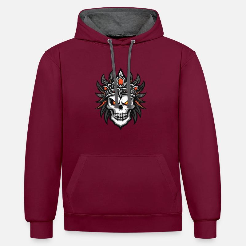 Chef Apache, Indiens morts - Sweat à capuche contrasté - bordeaux/anthracite