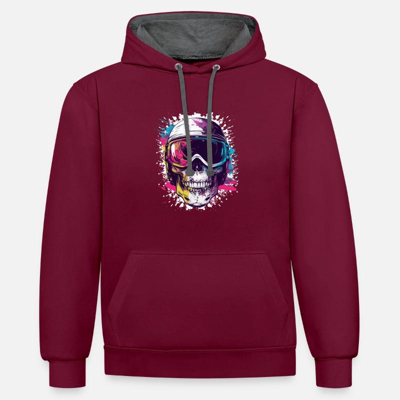 Ski Skull Lunettes de ski - Sweat à capuche contrasté - bordeaux/anthracite