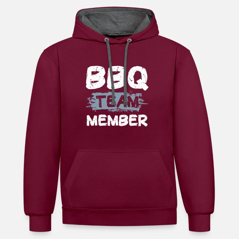 Équipe de barbecue - Sweat à capuche contrasté - bordeaux/anthracite