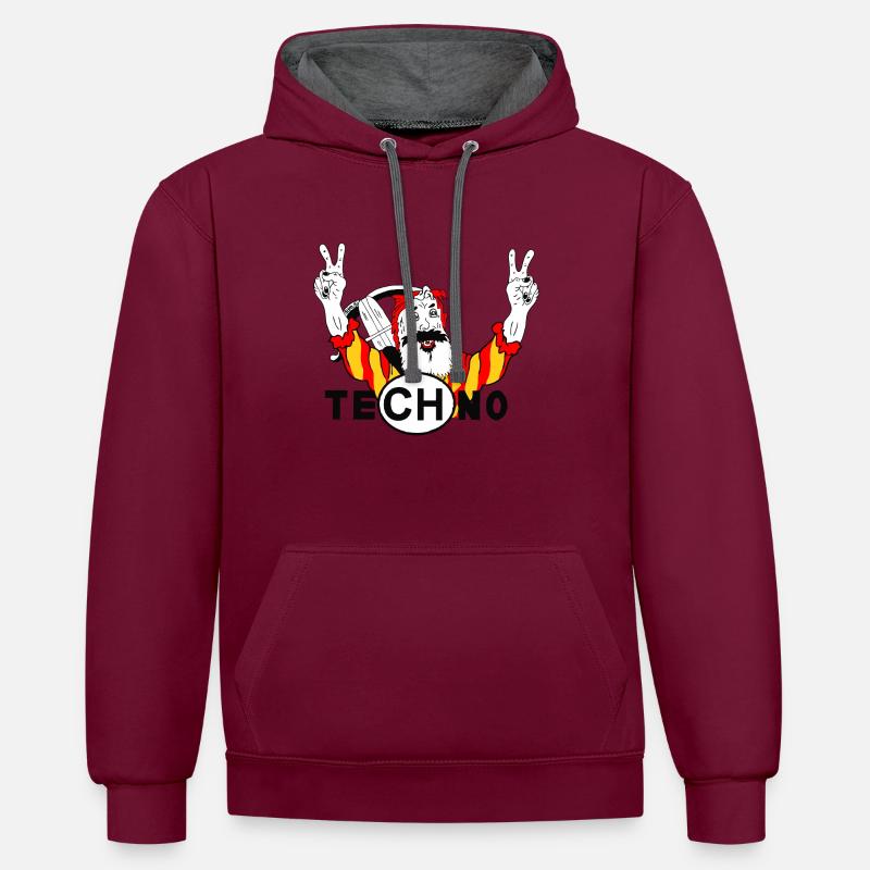 Techno, Wiltsch, Frech, Suisse - Sweat à capuche contrasté - bordeaux/anthracite