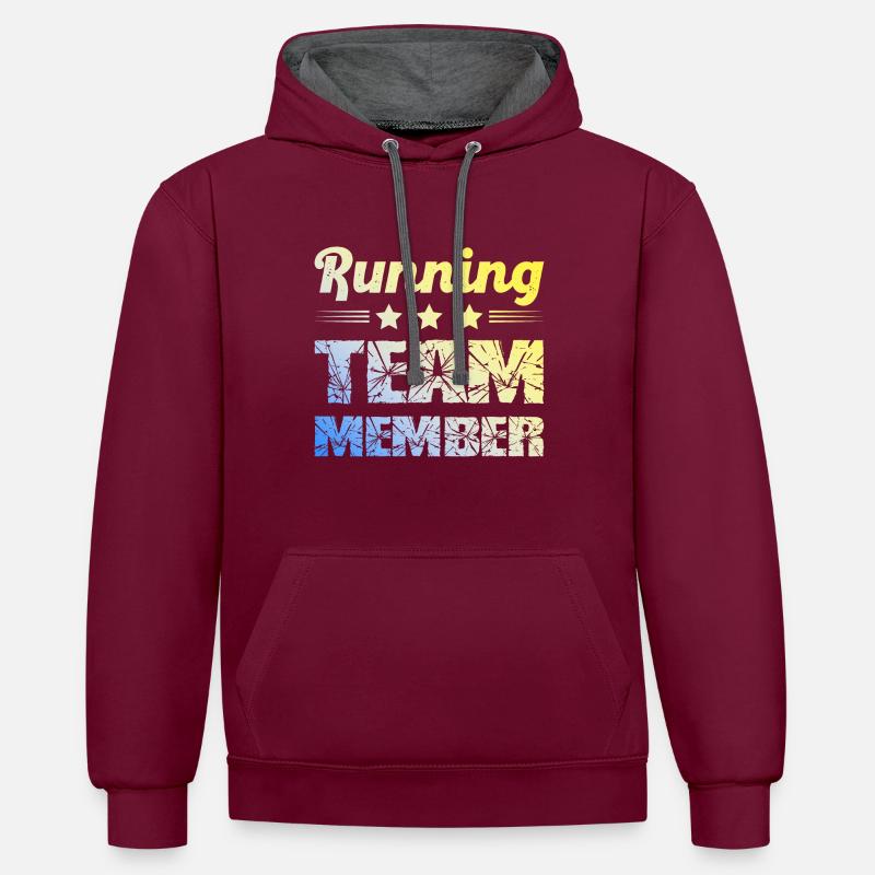 Équipe de course - Sweat à capuche contrasté - bordeaux/anthracite