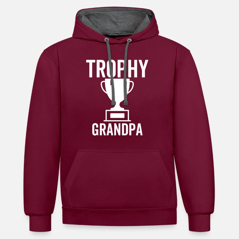 Trophäe Opa - Kontrast-Hoodie - Weinrot/Anthrazit
