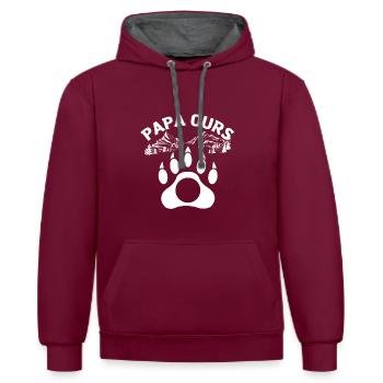 PAPAW PAPA OURS - Sweat à capuche contrasté - bordeaux/anthracite - Devant - Anna (173cm) & Nico (186cm)