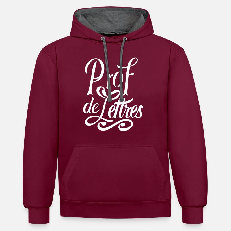 Prof de lettres - Sweat à capuche contrasté - bordeaux/anthracite