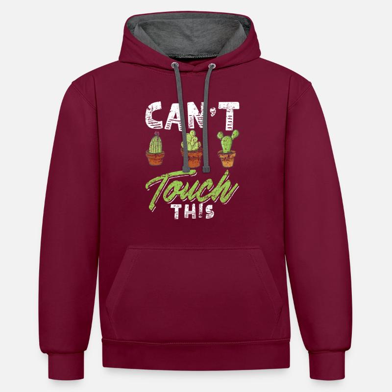Drôle Cactus Shirt Distressed - Sweat à capuche contrasté - bordeaux/anthracite