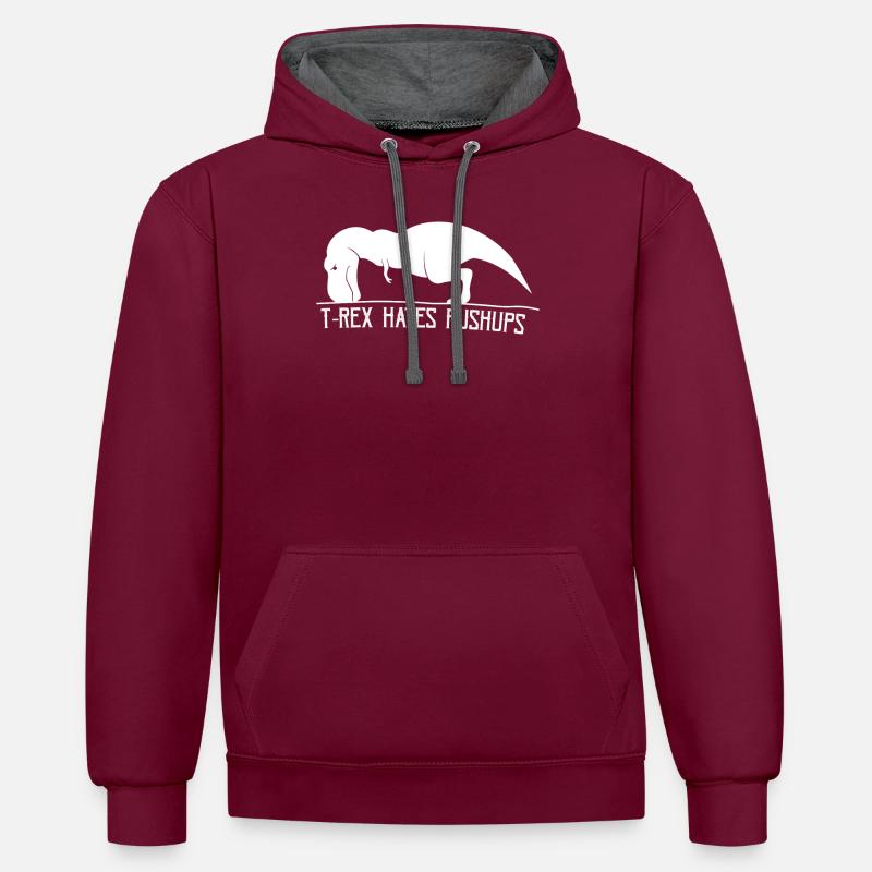 T-Rex n'aime pas tractions - Sweat à capuche contrasté - bordeaux/anthracite
