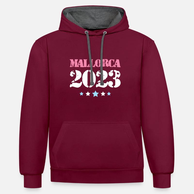 Majorque 2023 - Sweat à capuche contrasté - bordeaux/anthracite