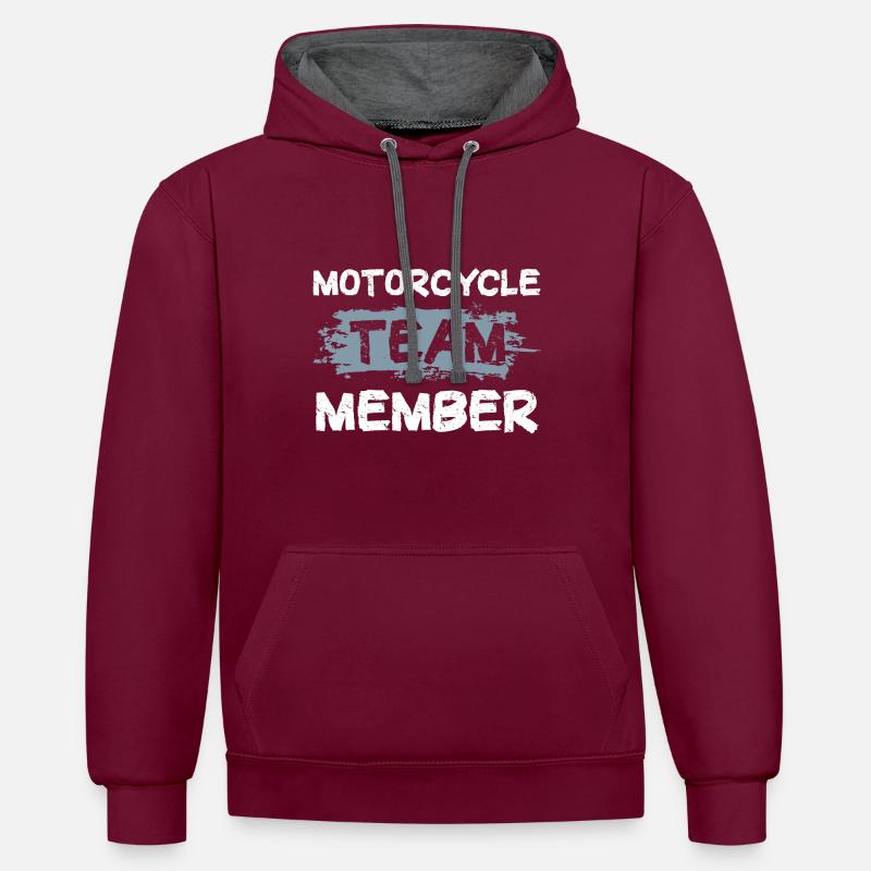 Équipe de motards - Sweat à capuche contrasté - bordeaux/anthracite
