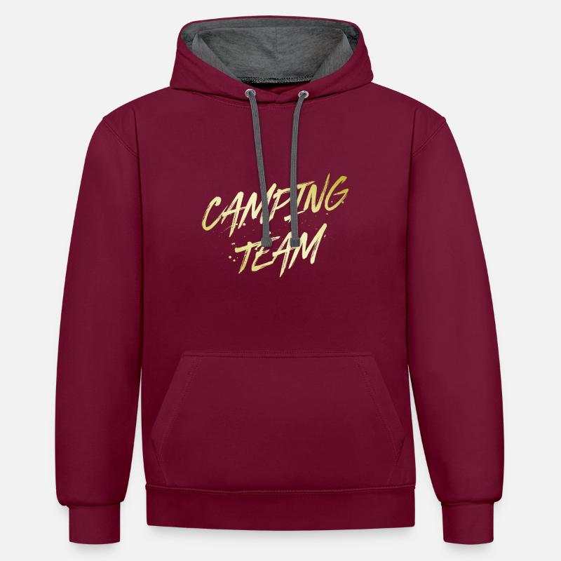 Équipe de camping - Sweat à capuche contrasté - bordeaux/anthracite