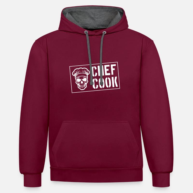 Chef Skull Chef - Sweat à capuche contrasté - bordeaux/anthracite