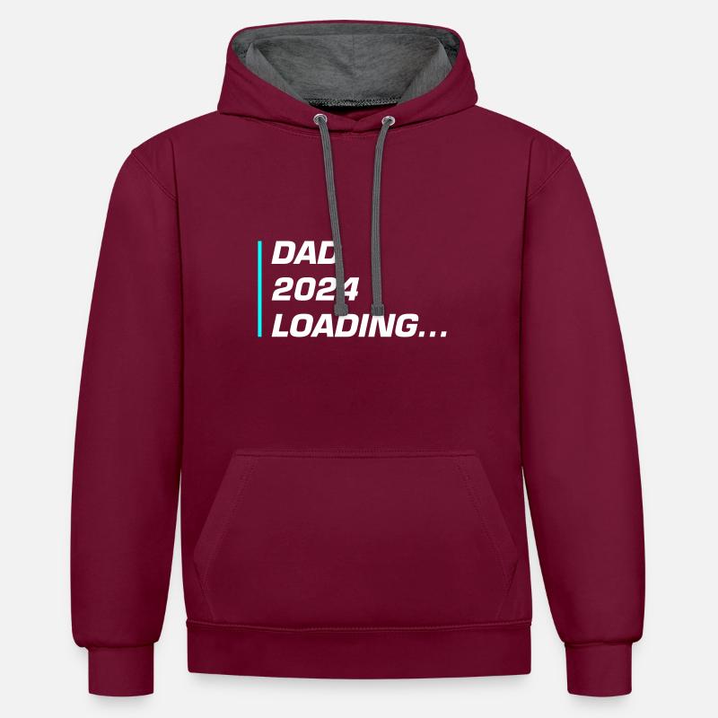 Dad 2024 Loading Papa - Contrast hoodie - burgundy/charcoal